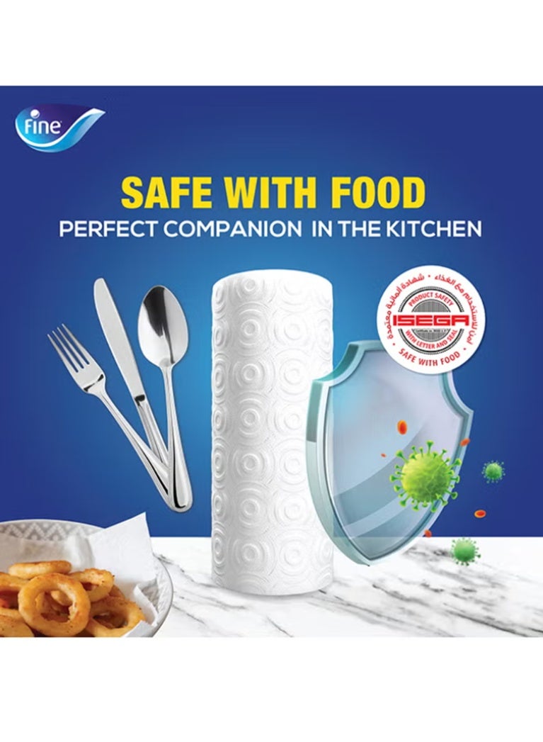 Fine Kitchen Towel 60 Sheets 3 Ply Pack of 12 Rolls White 26.5x21cm - Image 5