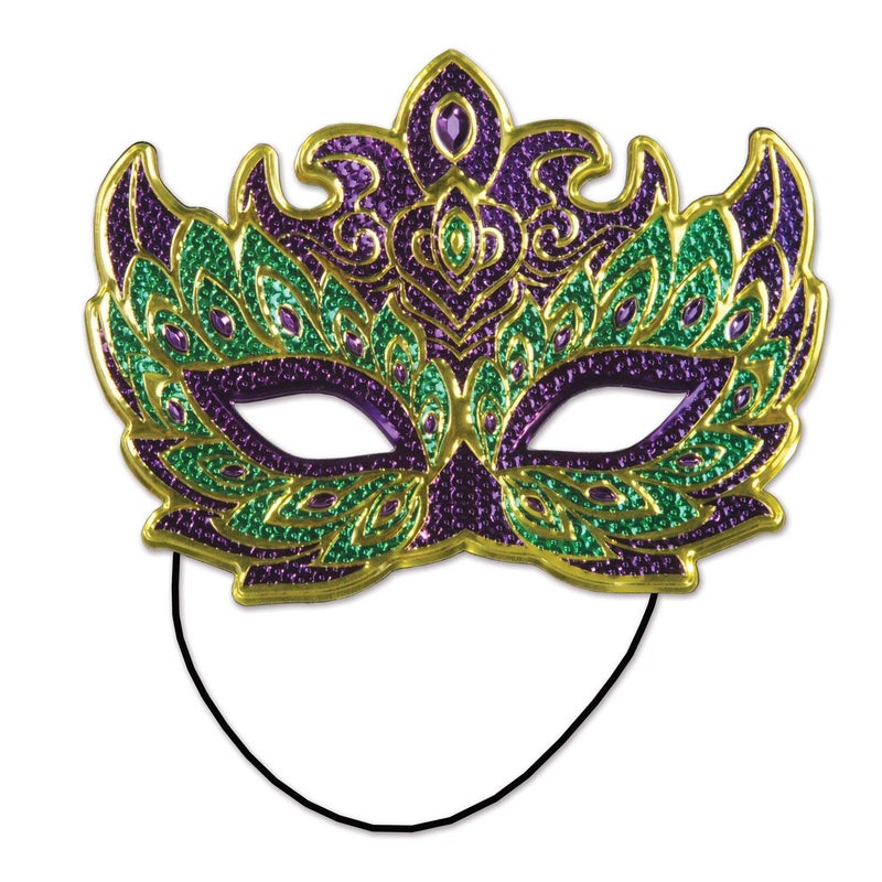 Beistle 3Piece Mardi Gras Costume Masks (Green/Gold/Purple) - Image 1