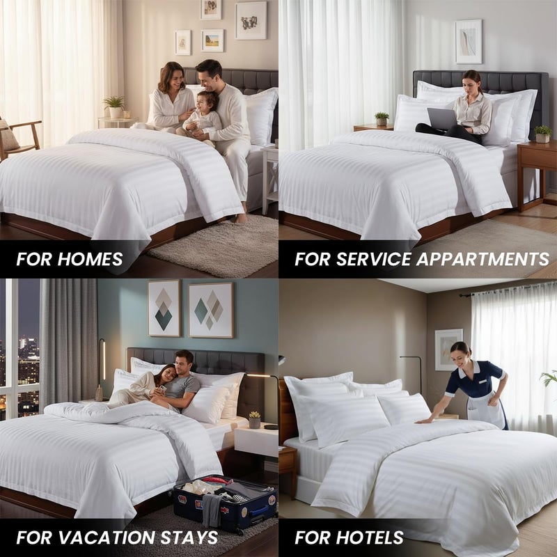 MOONCEE 6Pcs Bed Sheet King Size Set With Duvet Cover 220x240 Microfiber Bed Sheets Bedding Set Includes 1 Fitted Sheet, 1 Quilt Cover & 4 Pillows Cases (White, 6Pcs Duvet Cover Set- King) - Image 5