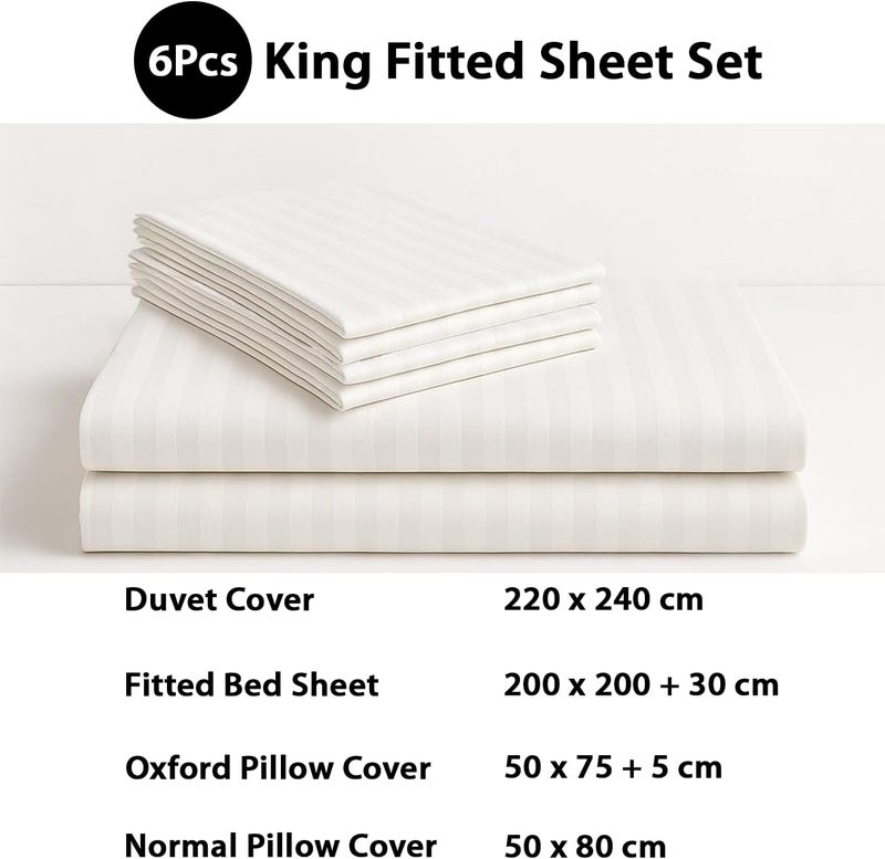 MOONCEE 6Pcs Bed Sheet King Size Set With Duvet Cover 220x240 Microfiber Bed Sheets Bedding Set Includes 1 Fitted Sheet, 1 Quilt Cover & 4 Pillows Cases (White, 6Pcs Duvet Cover Set- King) - Image 2