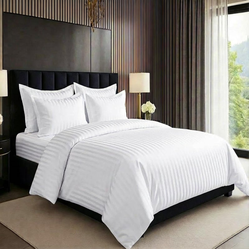 MOONCEE 6Pcs Bed Sheet King Size Set With Duvet Cover 220x240 Microfiber Bed Sheets Bedding Set Includes 1 Fitted Sheet, 1 Quilt Cover & 4 Pillows Cases (White, 6Pcs Duvet Cover Set- King) - Image 1