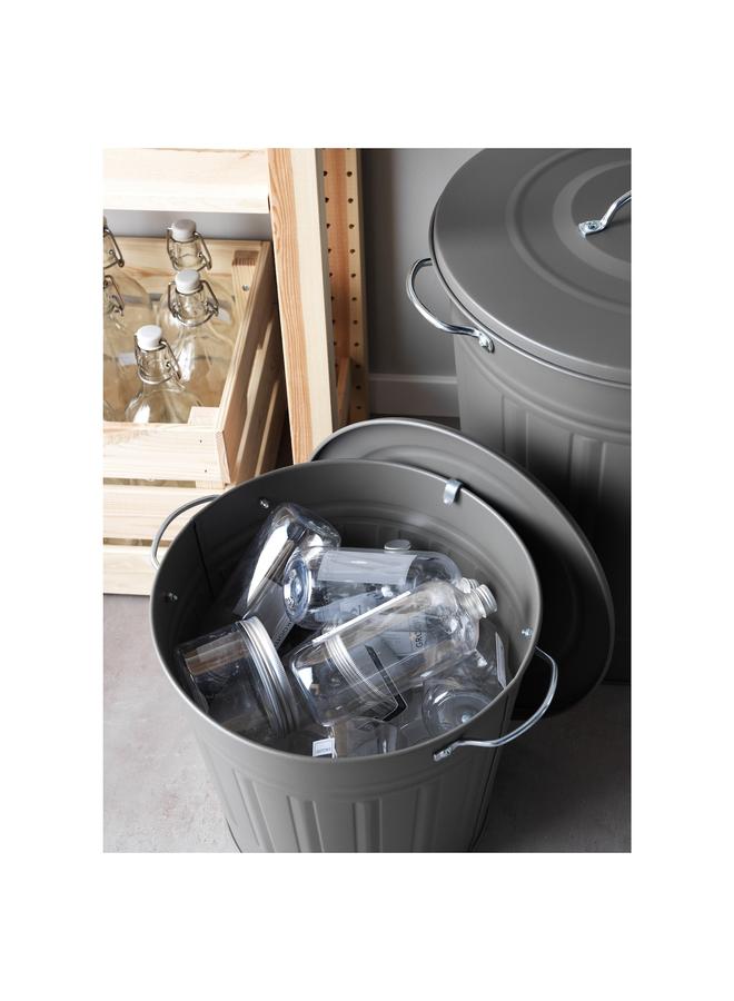 زبون سلة مهملات مع غطاء، رمادي، 16 لتر - Image 2