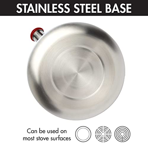 Primula Avalon Whistling Kettle - Whistling Spout, Locking Spout Cover, and Stay-Cool Handle - Stainless Steel - 2.5 Quarts - Matte Red (PAVRE-6225) - Image 5