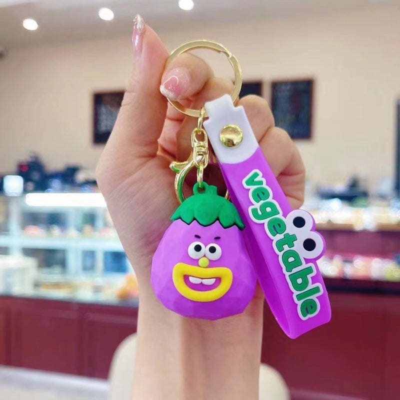 Funny Fruit Keychain Creative Wood Carving Style Creative Cartoon Cute Fruit Fun Gift Small Gift - Image 1