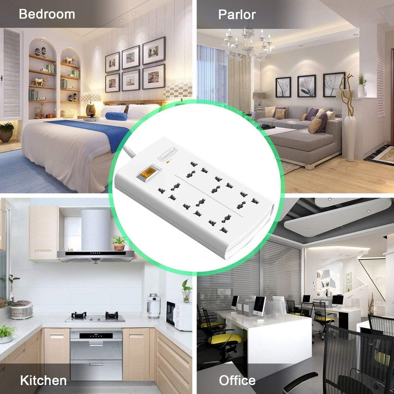 Huntkey 6 Sockets White Power Strip and Rebel Mini USB Keyboard LED Light Small - Image 3