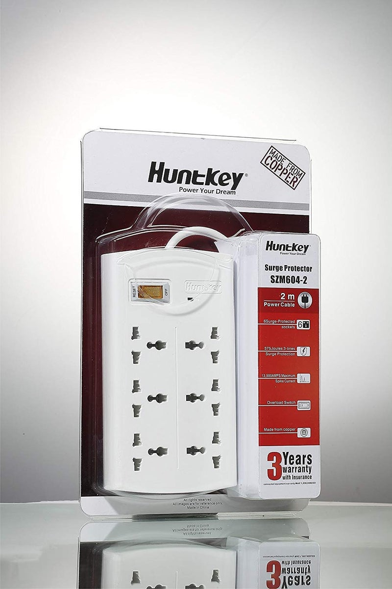 Huntkey 6 Sockets White Power Strip and Rebel Mini USB Keyboard LED Light Small - Image 5