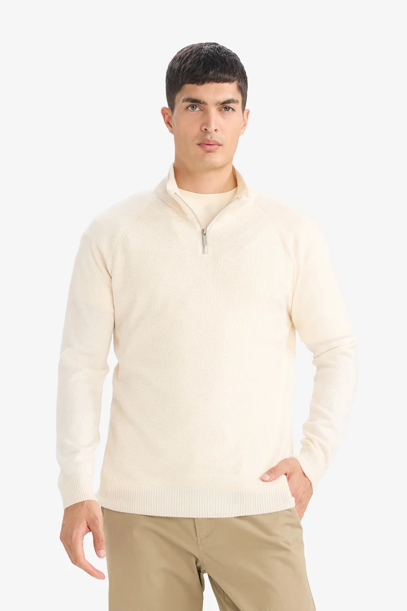 Defacto  Standard Fit Zipper Knitwear Pullover for Men | Best Price UAE