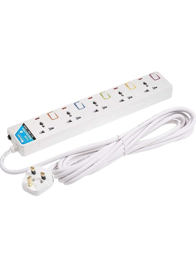 Narken Electric Universal Extension Cord 5 Socket 3 Meter Power Strip Wire 13a Fuse Surge With Separate Single Switch and Indicate Light Max 13a, 3250w Ac 250v - Image 2