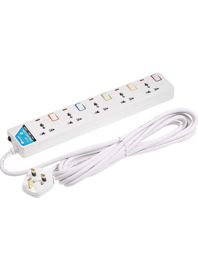 Narken - Electric Universal Extension Cord 5 Socket 3 Meter Power Strip Wire 13a Fuse Surge With Separate Single Switch and Indicate Light Max 13a, 3250w Ac 250v - Image 1