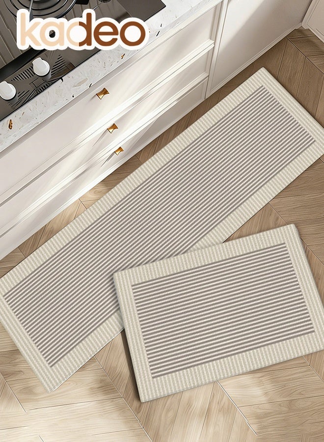 kadeo 2PCS Kitchen Mat Set, Cushioned Non Slip Rugs for Kitchen Floor, Absorbent Runner Comfort Standing Mats Washable for Kitchen, Office, Home - Image 1