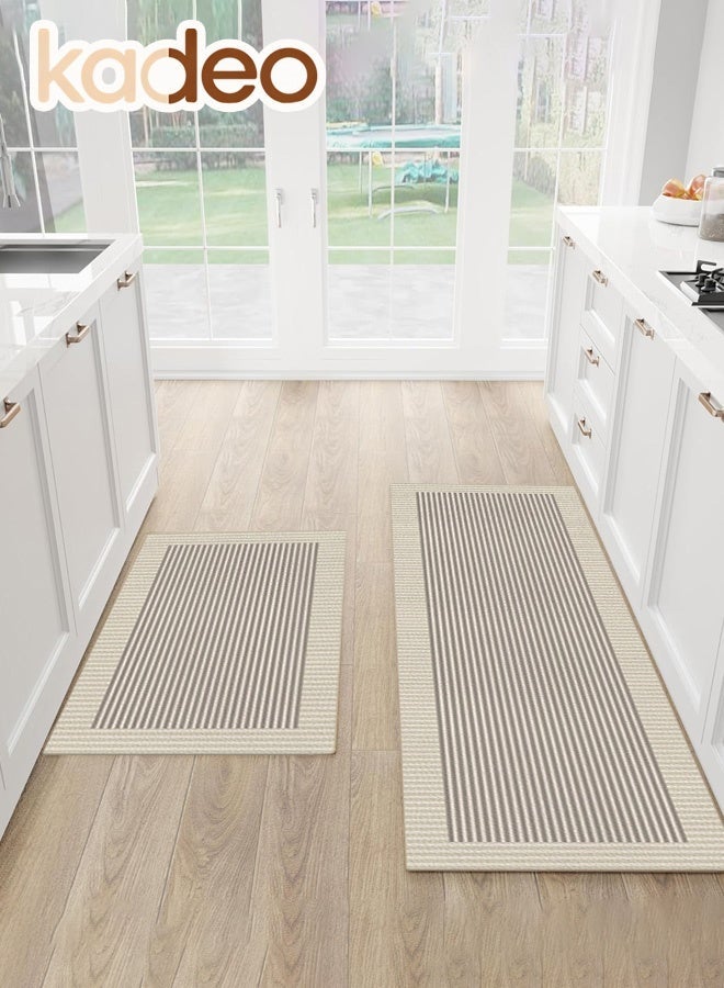 kadeo 2PCS Kitchen Mat Set, Cushioned Non Slip Rugs for Kitchen Floor, Absorbent Runner Comfort Standing Mats Washable for Kitchen, Office, Home - Image 4