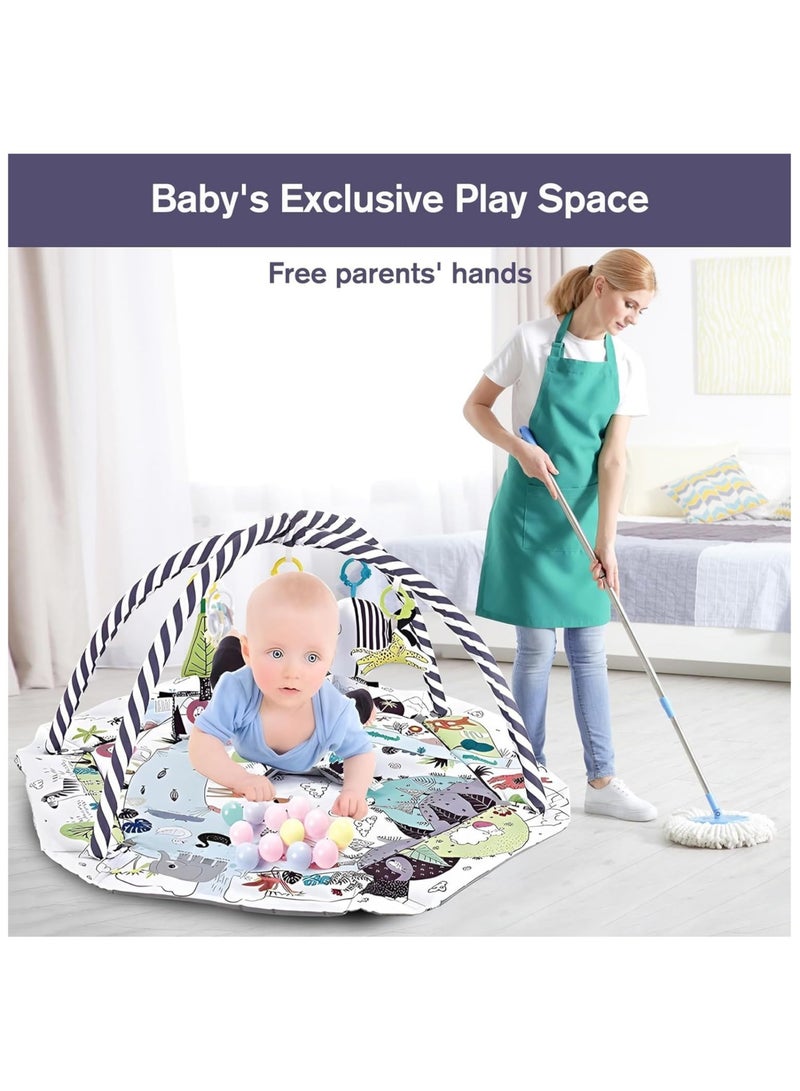TOMSHOO سجادة لعب للأطفال 5 في 1، سجادة نشاط وقت البطن، مع 8 ألعاب قابلة للفصل لتنمية المهارات الحسية والحركية للأطفال حديثي الولادة، سجادة لعب للأطفال على الأرض، حفرة كرات، وسادة للحيوانات الأليفة، قابلة للغسل - Image 5