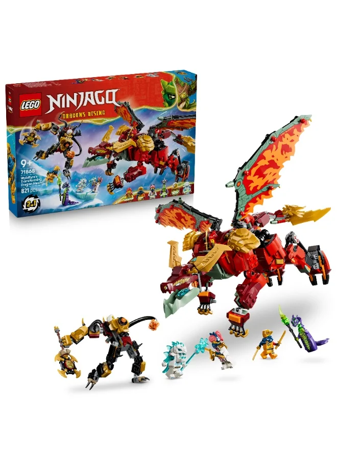 Lego NINJAGO Wyldfyre's Transforming Dragon Mech Toy 71868 (Age 9+, 821 Pieces)