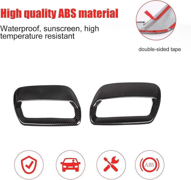 RT-TCZ ABS Hood Engine Air Vent Outlet Trim Cover Interior Accessories for Ford Mustang 2018 2019 2020 2021 2022, 2 PCS (Carbon Fiber Grain) - Image 4