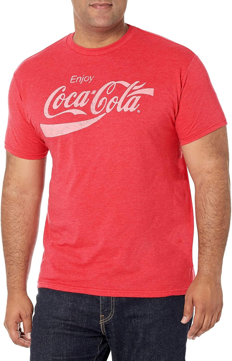 Coca-Cola Men's Vintage Logo T-Shirt in Red Heather, XXL - Image 1