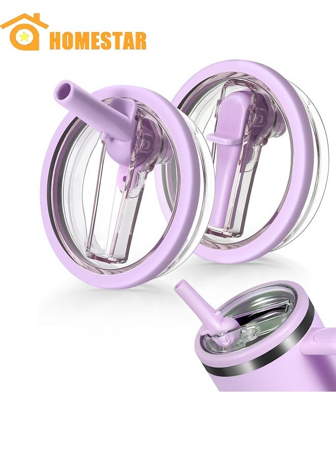 هومستر 2 حزمة 40 أوقية بلبر فليب استبدال غطاء القش لكأس ستانلي ، غطاء كأس قابل لإعادة الاستخدام ، مقاوم للرش ، غطاء دليل ، أرجواني - Image 1