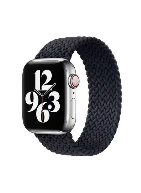 Replacement Strap Single-turn Nylon Woven Watch Band For Apple Watch Series 9&8&7 41mm / SE 3&SE 2&6&SE&5&4 40mm / 3&2&1 38mm, Size:L Black