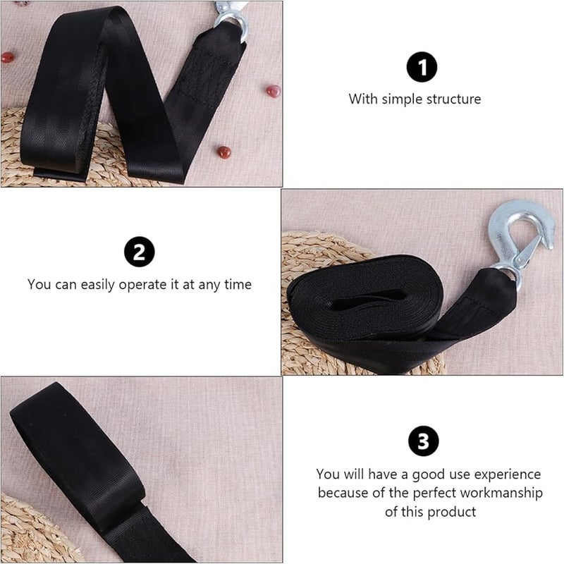 Heavy Duty Winch Strap 500X4 7X0 5CM Black Webbing Belt with Hook for Trailers Boats Trucks RVs - Image 3