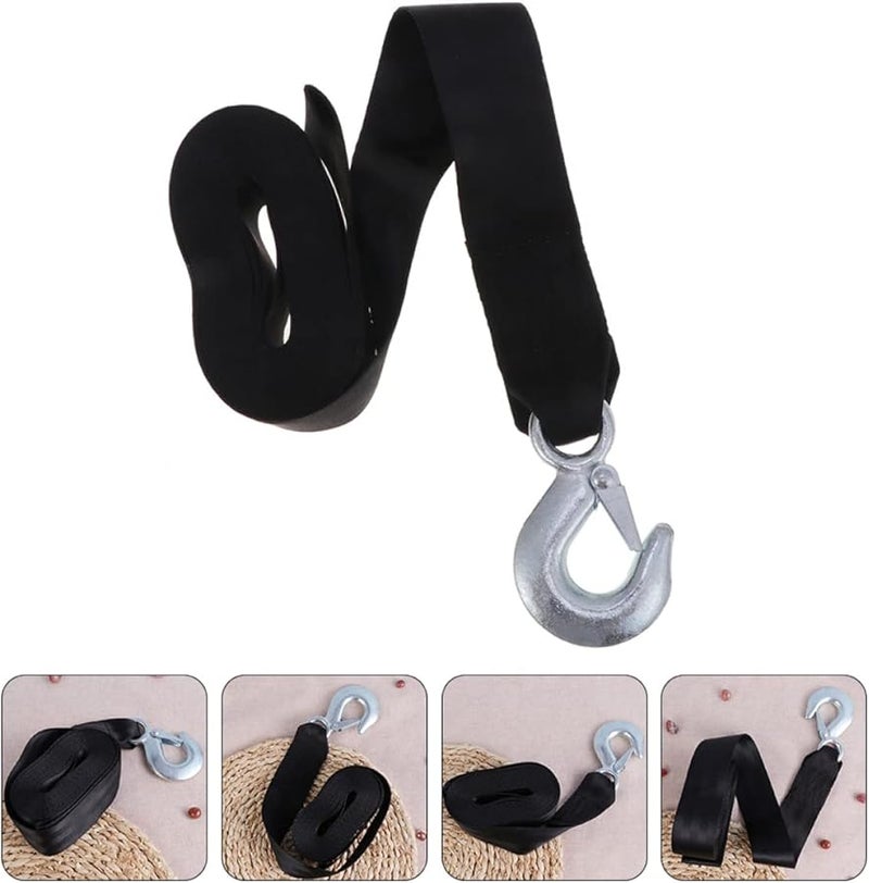 Heavy Duty Winch Strap 500X4 7X0 5CM Black Webbing Belt with Hook for Trailers Boats Trucks RVs - Image 4