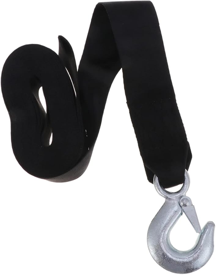 Heavy Duty Winch Strap 500X4 7X0 5CM Black Webbing Belt with Hook for Trailers Boats Trucks RVs - Image 1