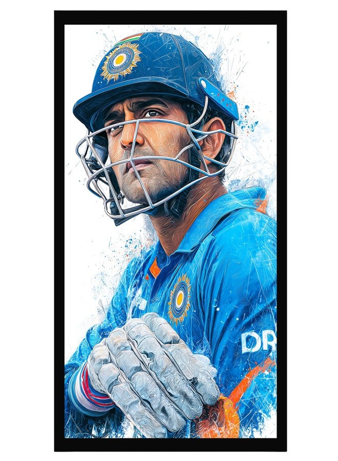THE URBAN BRAND MS Dhoni Intense Portrait Wall Black Framed Poster | 8x12 inch (A4 Size) | Hanging Wall Artwork Frames For Home Bedroom, Living Room and Walls Aesthetic-Paper - Image 1