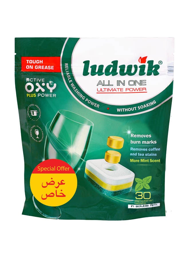 ludwik All In One Dishwasher Tabs 30 Pcs Mint - Image 1