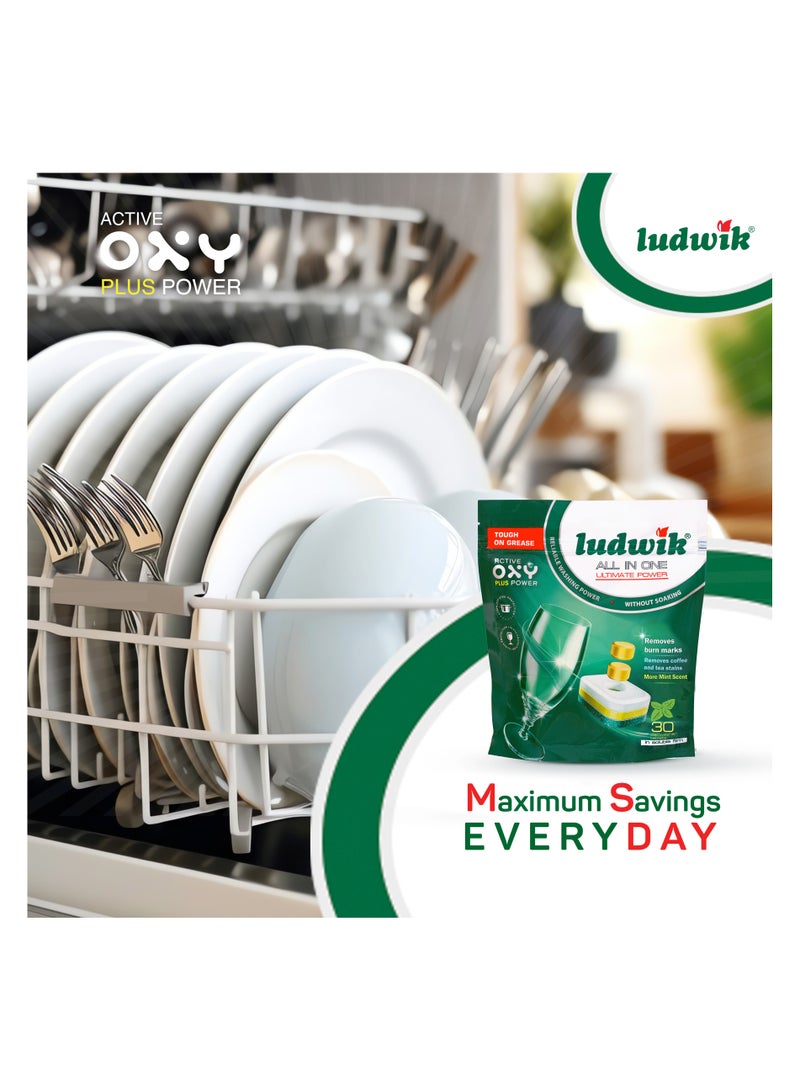 ludwik All In One Dishwasher Tabs 30 Pcs Mint - Image 3