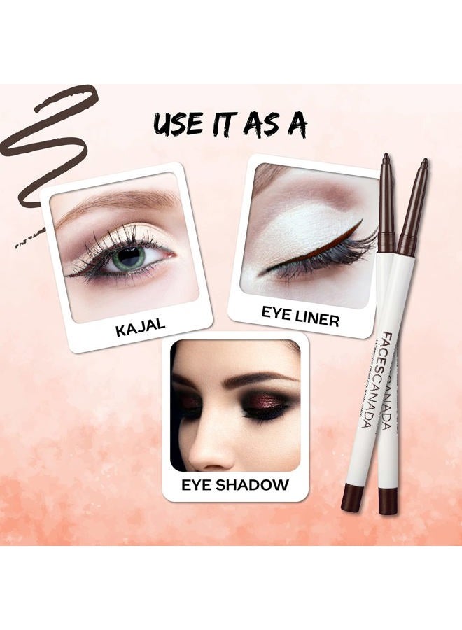 Facescanada Ultime Pro Twist Eyeliner Pencil - Brown | 24 HR Long Stay | Intense Color In One Stroke | Matte Finish & Soft Texture | Waterproof & Smudge Proof | 0.01 Oz/0.35g - Image 5