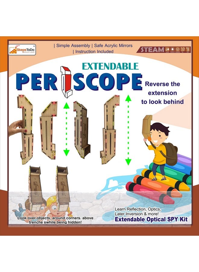 StepsToDo Diy Periscope Making Kit Make Your Own Spy Toy Periscopes Making Set Reflection Toy Scientific Toy Building Set, Kids, Beige - Image 1