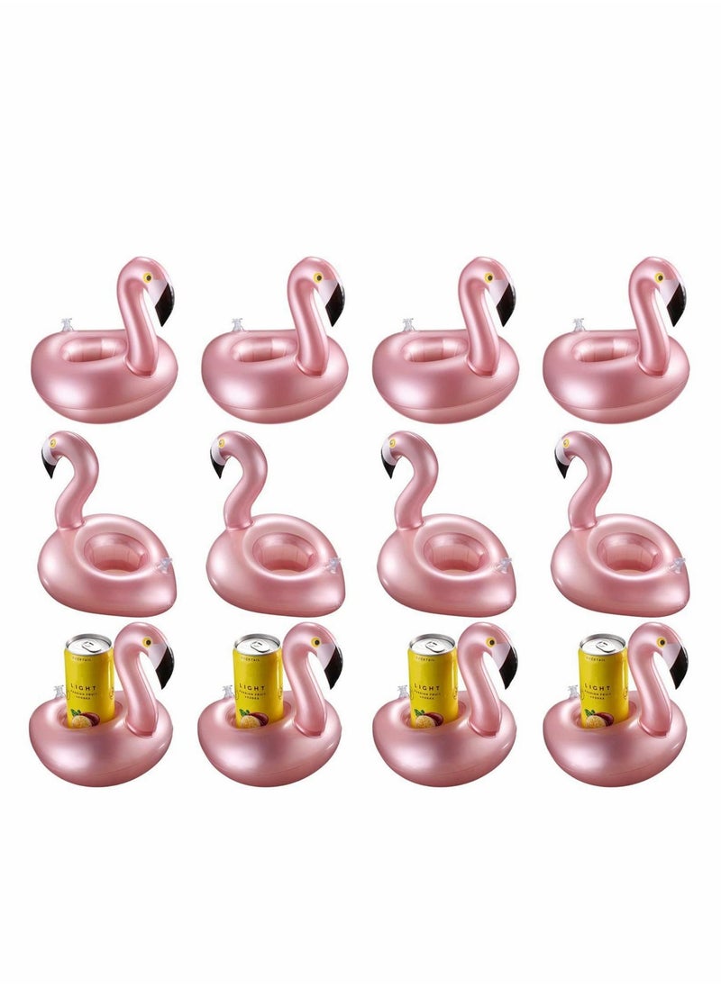 KASTWAVE - 12PCS Hawaiian Party Decorations, Giant Inflatable Flamingo Pool Float Rose Gold Swim Ring Flamingo Float Water Toy For Fun，12 Pack Inflatable Flamingos Pink Pool Toys - Image 1