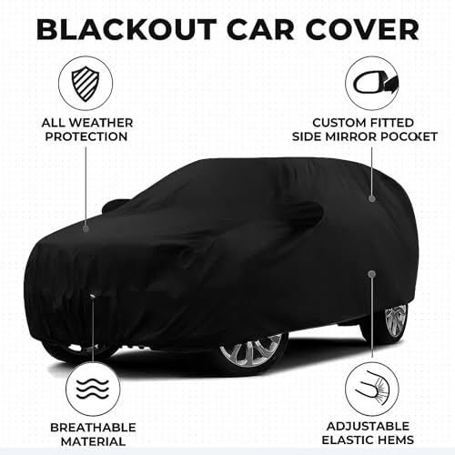 Sulfar 100% Water Resistant Car Body Cover Compatible with Mirror for Hyundai Venue (Triple Stitched, Full Bottom Elastic, Black) - Image 5