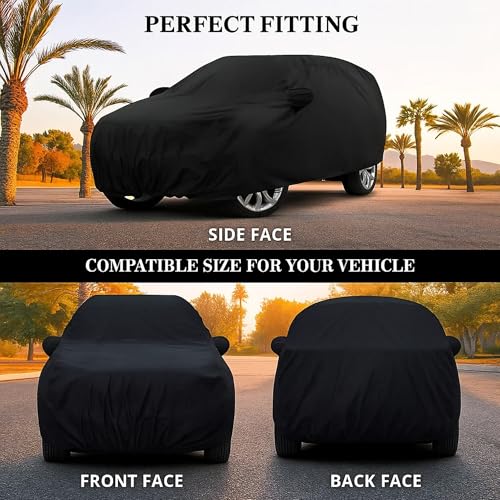 Sulfar 100% Water Resistant Car Body Cover Compatible with Mirror for Hyundai Venue (Triple Stitched, Full Bottom Elastic, Black) - Image 4