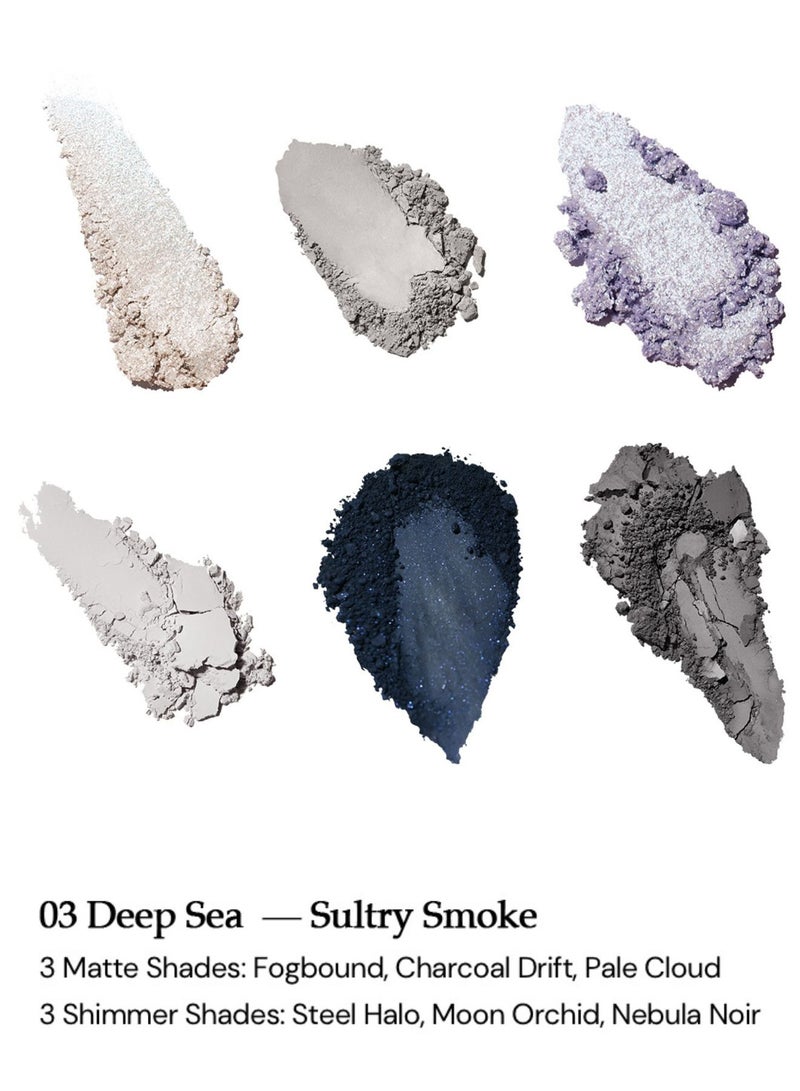 Flower Knows Shell's Jewel Eyeshadow Palette – 6 Smoky Grey u0026 Silver Tones with Matte and Shimmer – 03 Deep Sea - Image 3