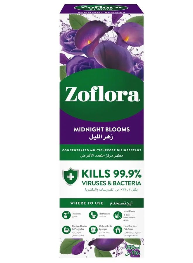 زوفلورا منظف ​​ومطهر متعدد الاستخدامات من زوفلورا، سائل مركز - برائحة أزهار الليل، 250 مل