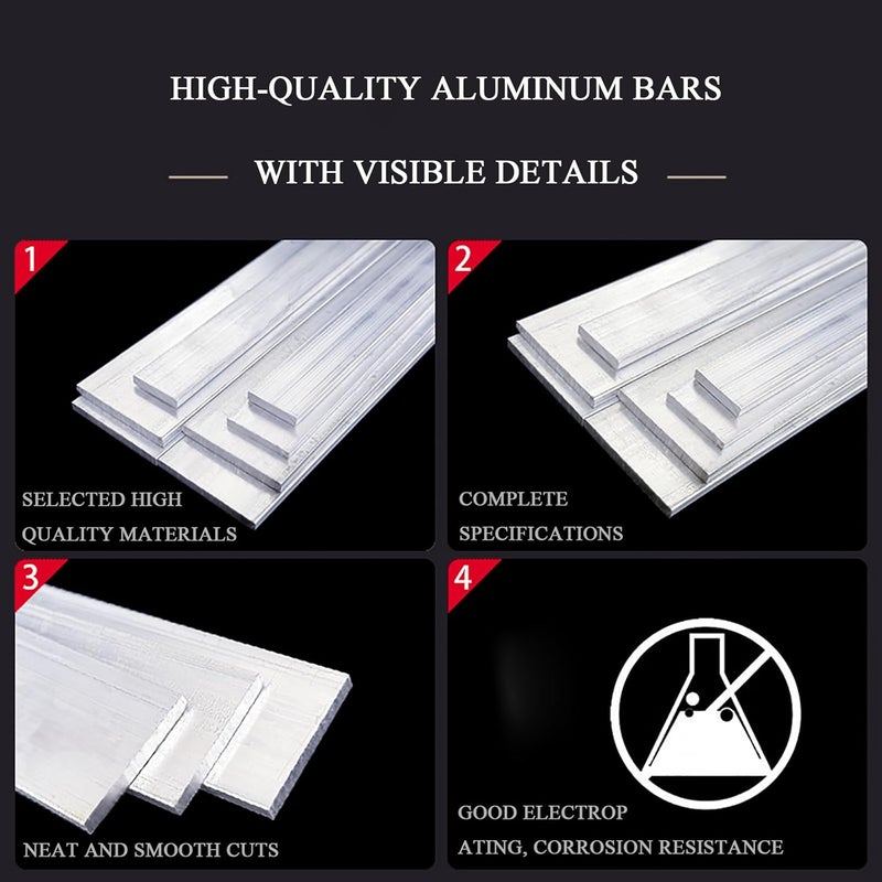 Square Aluminum Flat Bar, Square Aluminum Flat Bar, 7-10 Mm Thick, 500 Mm Length, 6061 Aluminum Flat Plate, Solid Metal Stock for Industrial Building(8 * 55mm) - Image 4