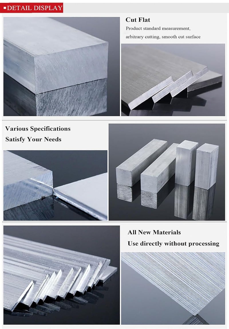 Square Aluminum Flat Bar, Square Aluminum Flat Bar, 7-10 Mm Thick, 500 Mm Length, 6061 Aluminum Flat Plate, Solid Metal Stock for Industrial Building(8 * 55mm) - Image 5