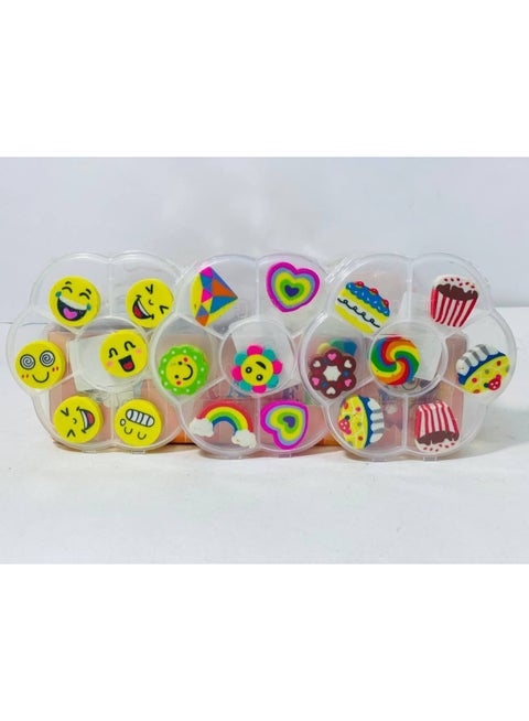 Assorted shapes eraser. Three-dimensional eraser. Box: 7 pieces.