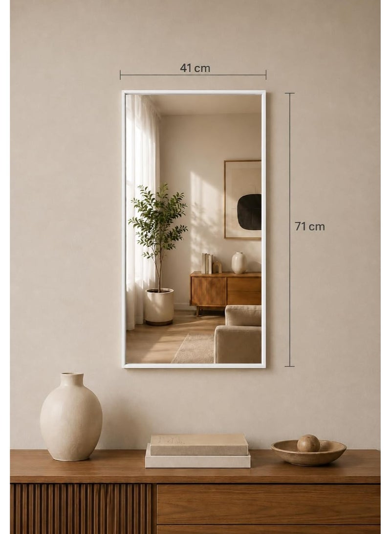 Dk Rectangular Wall Mirror 41 x 71 cm, White PVC Frame, Modern Wall Mounted Decorative Mirror 40 x 70 cm for Bedroom, Bathroom, Living Room, Hallway, Dressing Room & Vanity - Image 5