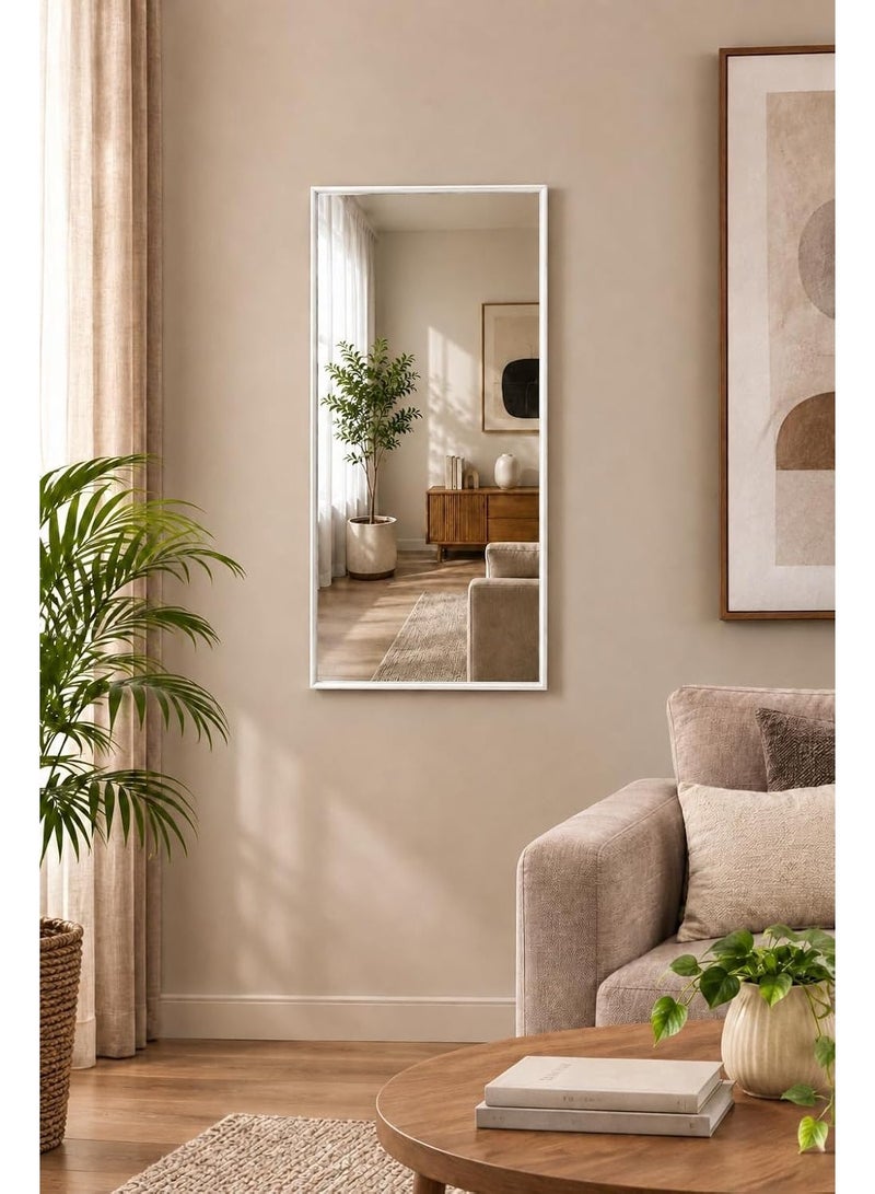 Dk Rectangular Wall Mirror 41 x 71 cm, White PVC Frame, Modern Wall Mounted Decorative Mirror 40 x 70 cm for Bedroom, Bathroom, Living Room, Hallway, Dressing Room & Vanity - Image 1