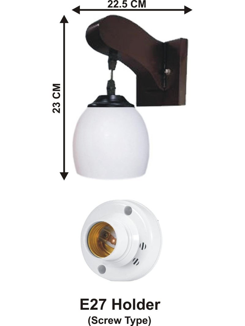 Somil Attractive Wooden Pendant Wall Lamp with Hand- Decorated Light Glass Shade, Size- 22.5 X 27.5 X 23 CM - Image 4