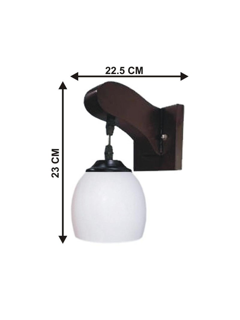 Somil Attractive Wooden Pendant Wall Lamp with Hand- Decorated Light Glass Shade, Size- 22.5 X 27.5 X 23 CM - Image 2