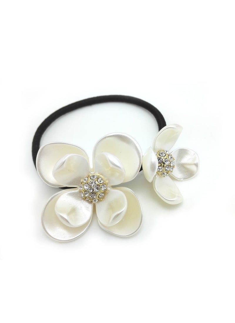 Meilliwish Meilliwish Crystal Flowers Ponytail Holder Hair Tie (B79) 