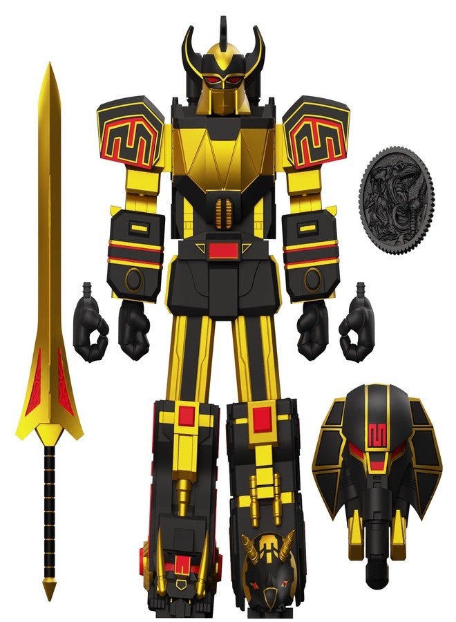 Super7 ULTIMATES! Mighty Morphin Power Rangers Megazord (Black and Gold) - 8" Power Rangers Action Figure with Accessories Classic TV Show Collectibles and Retro Toys - Image 1