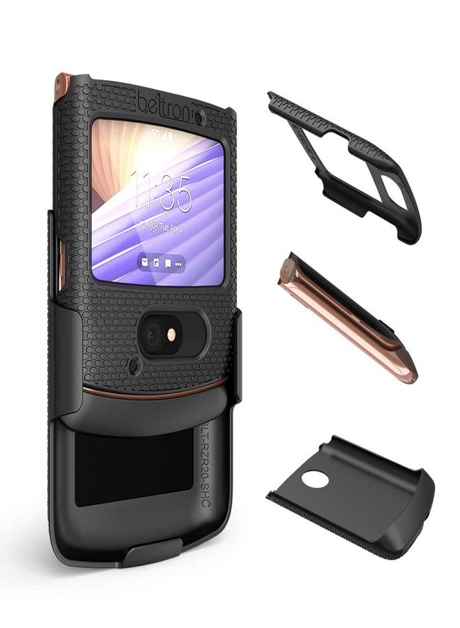 جراب BELTRON مع مشبك لهاتف موتورولا RAZR 5G (AT&T/T-Mobile)، غطاء حماية سهل التركيب مع حافظة حزام دوارة وحامل مدمج لهاتف موتورولا موتو RAZR 5G القابل للطي (2020) XT2071 - أسود - Image 4
