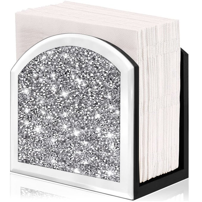 MIRROR NAPKIN HOLDERCRYSTAL CRUSHED DIAMOND VERTICAL HOLDERCUTE GLASS MIRROR NAPKIN HOLDER FOR COUNTER OR TABLE59X59X3