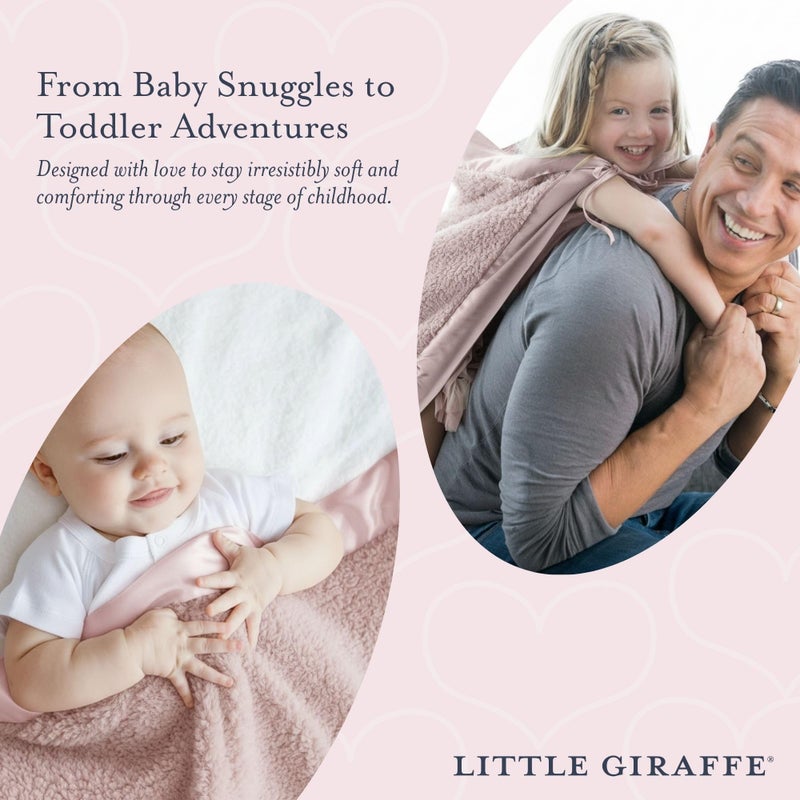 Little Giraffe Chenille Baby Blanket â€“ 29x35â€ Soft Chenille with Satin Trim, Dusty Pink | Ultra-Soft, Gentle & Safe, Lightweight & Breathable for Newborns & Toddlers - Image 2