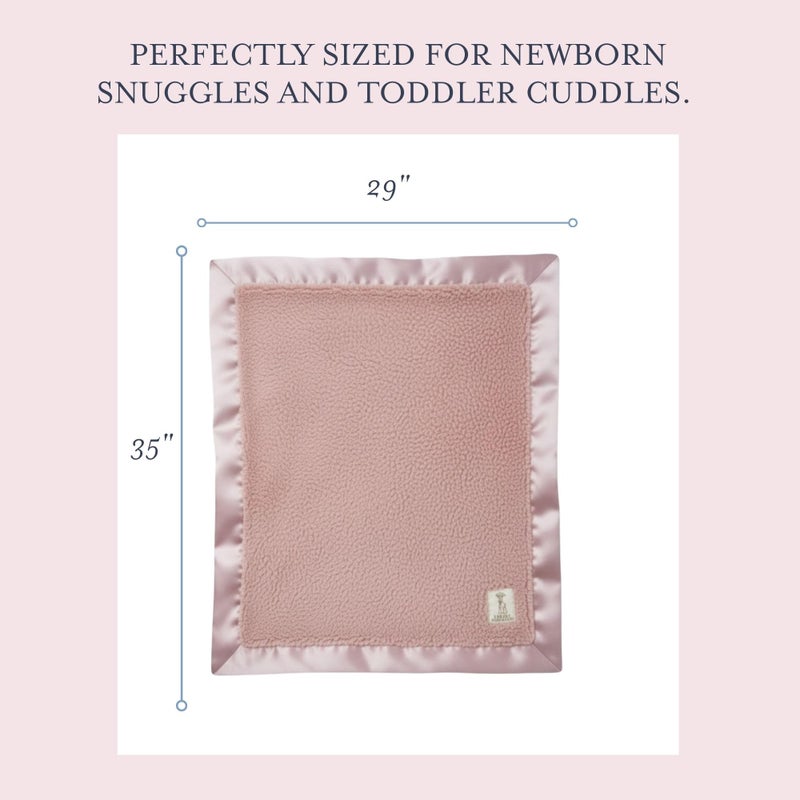 Little Giraffe Chenille Baby Blanket â€“ 29x35â€ Soft Chenille with Satin Trim, Dusty Pink | Ultra-Soft, Gentle & Safe, Lightweight & Breathable for Newborns & Toddlers - Image 3