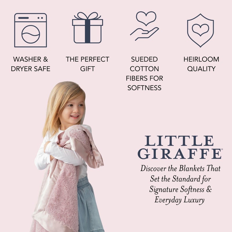 Little Giraffe Chenille Baby Blanket â€“ 29x35â€ Soft Chenille with Satin Trim, Dusty Pink | Ultra-Soft, Gentle & Safe, Lightweight & Breathable for Newborns & Toddlers - Image 5