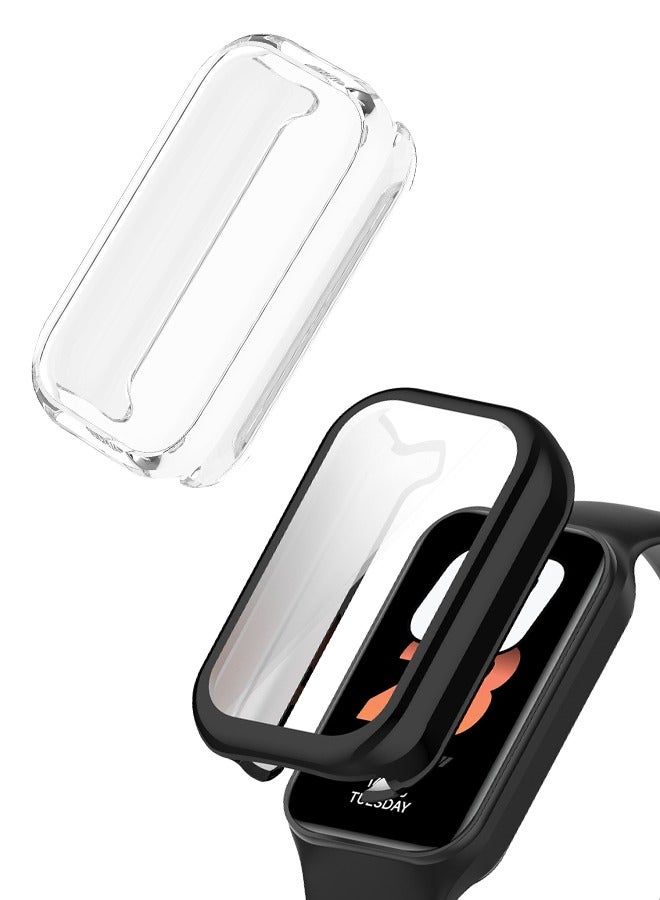 2 Pieces Suitable For Xiaomi Band 8 Active TPU Electroplated Watch Protective Case Black and White - Image 1