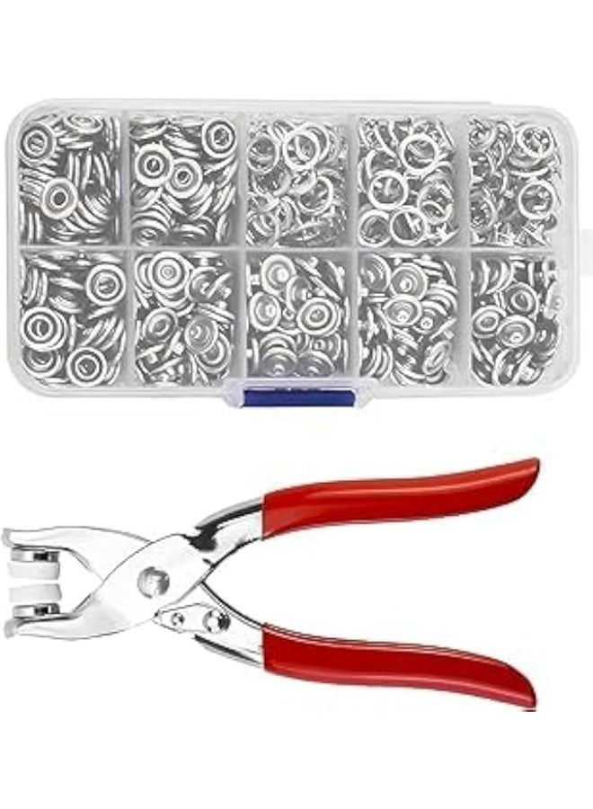110-Piece Round Metal Ring Button Set With Fastener Installation Tool Multicolour - Image 1